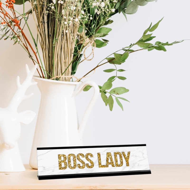 Boss Lady with Glitter Desk Plate