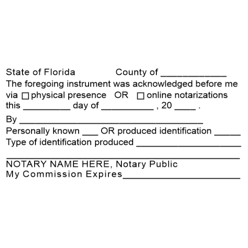 Florida Acknowledgment Notary Stamp
