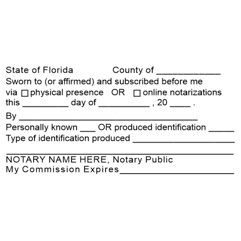 Florida Jurat Notary Stamp