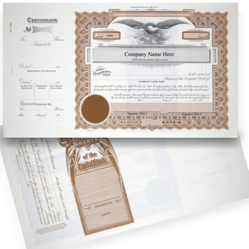 GOES 195 Corporate Stock Certificates | Quantity of 20 or More