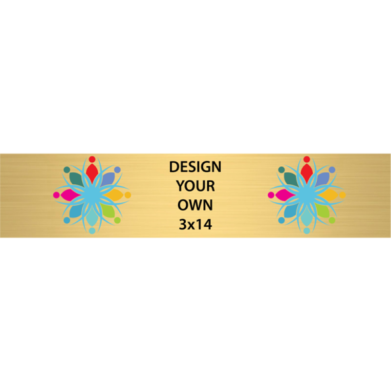 Horizontal Full Color Brass Signs 3" x 14"