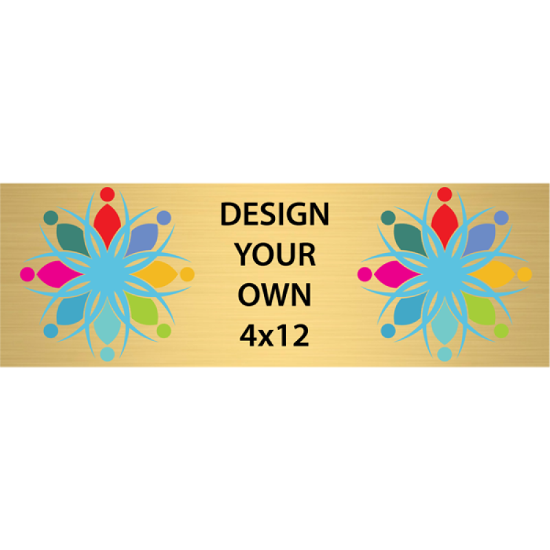 Horizontal Full Color Brass Signs 4" x 12"