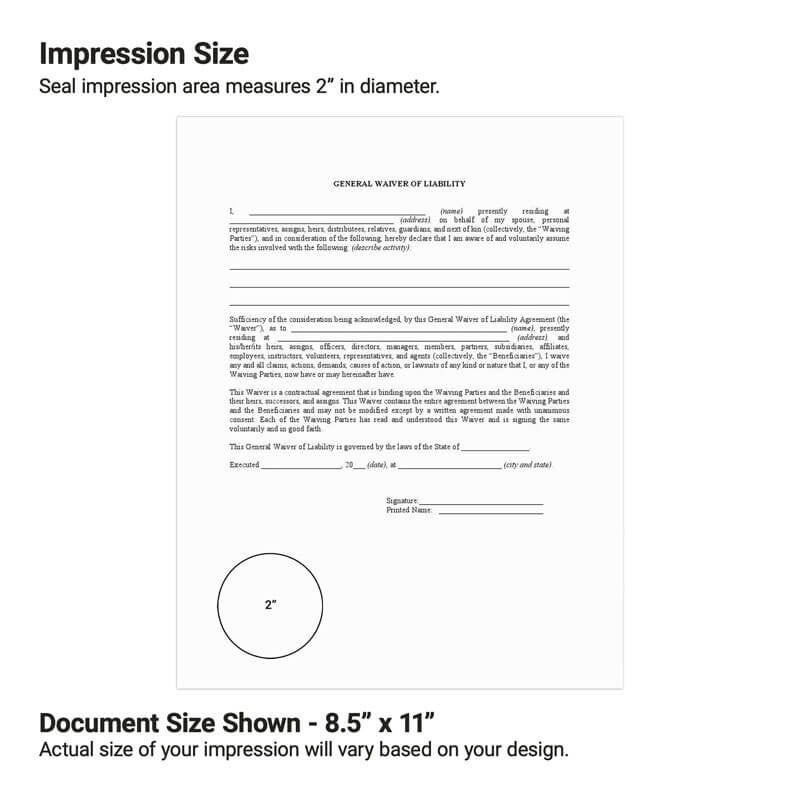 The size of an embosser impression at the bottom of a document