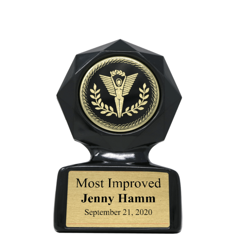 Most Improved Small Black Star Sculpted Victory Trophy Award