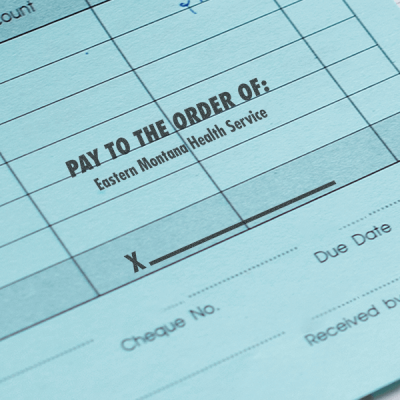 Pay to the Order of with Signature Space Financial Stamp in Use