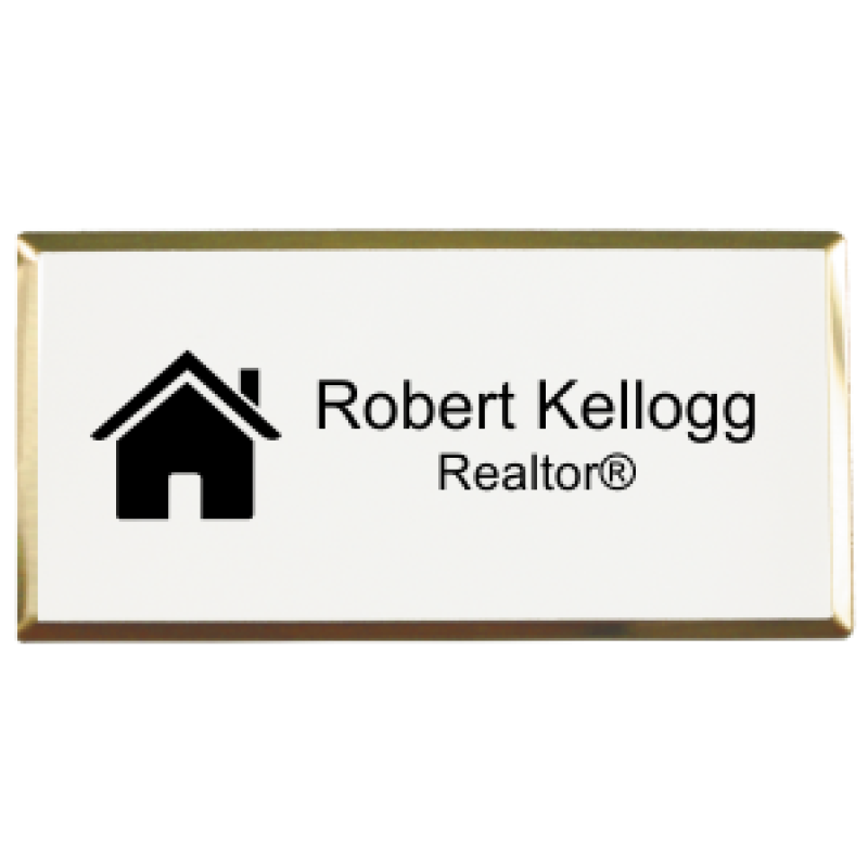 Real Estate Medium Rectangular Name Tag with Executive Holder (3"x 1.5")
