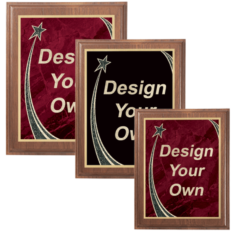 Walnut Plaque with Step Edge & Rising Star Plate