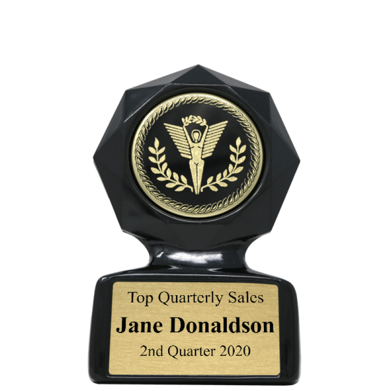 Sales Goal Small Black Star Sculpted Victory Trophy Award