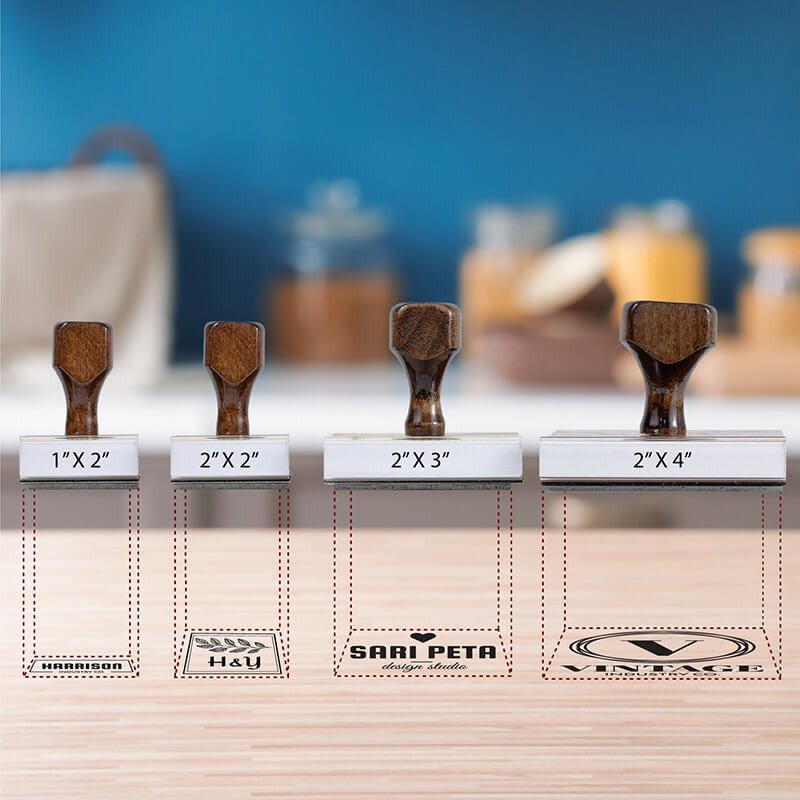 Sizing infographic for 2 inch wood handle stamps