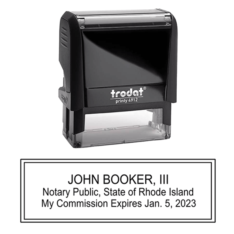 Rhode Island Notary Rectangular State Stamp Body and Design