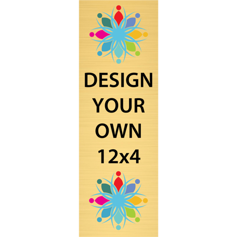 Vertical Full Color Brass Signs 12" x 4"