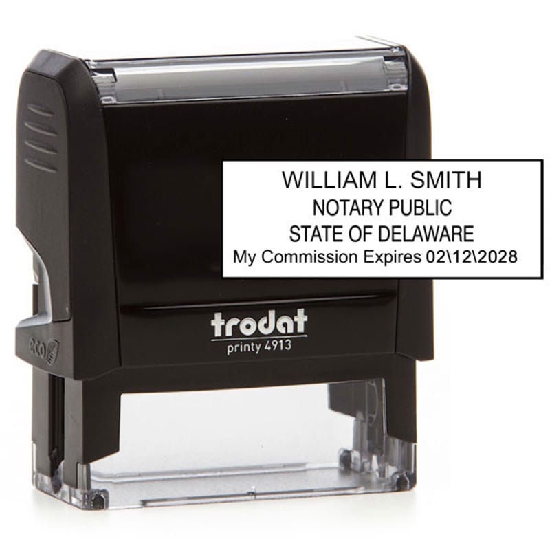 Delaware Notary Rectangle Stamp Seal and Body