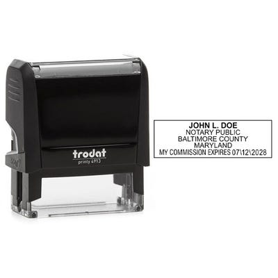 Maryland Notary Rectangle Impression and Trodat Printy Stamp Body