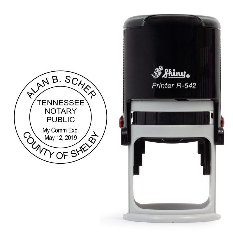 The impression measures 1.25" in diameter on the Shiny R-532 that comes with the Tennessee Round Notary Seal