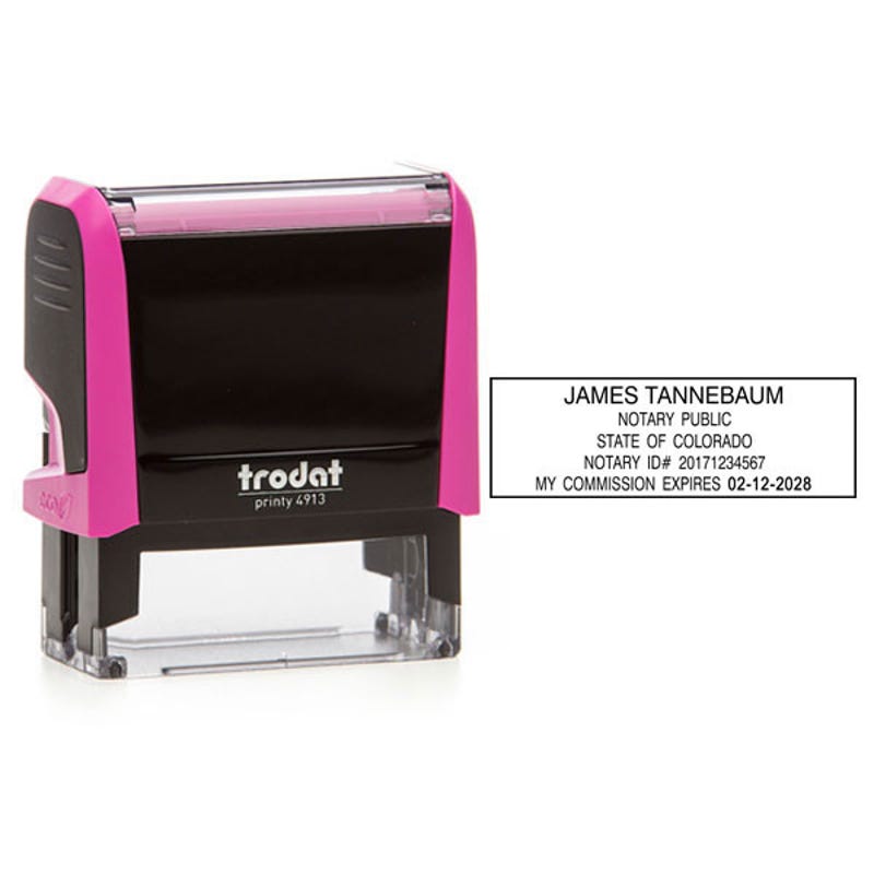 Colorado Notary Pink Stamp - Self-Inking Body and Impression