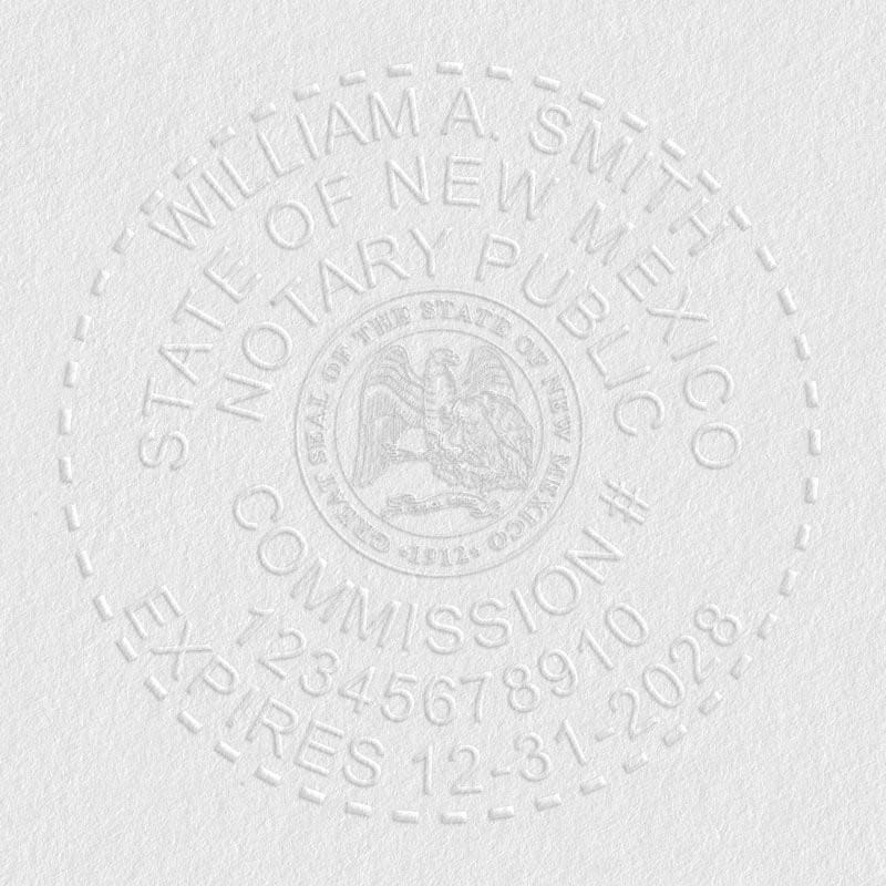 New Mexico Notary Pink Seal - Round Design Imprint Example on Paper
