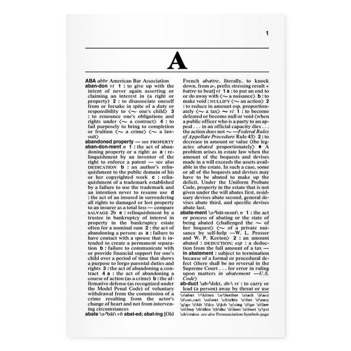 First page (showing A category)