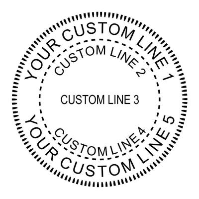 Custom 5 Line Round Border Design Stamp - alternate view