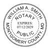 Impression of the Maryland Round Notary Stamp in black ink