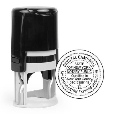 New York Notary Stamp with County and Expiration - impression and stamp body
