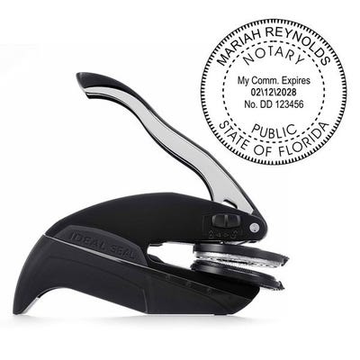 Florida Notary Public Round Seal Embosser and Impression