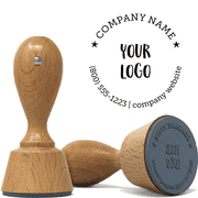 Custom Text Logo European Wood Handle Stamp