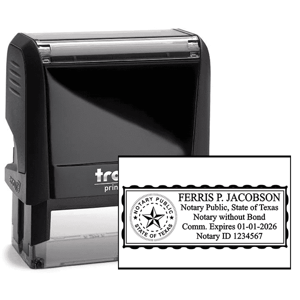 Texas without Bond Rectangle Notary Seal