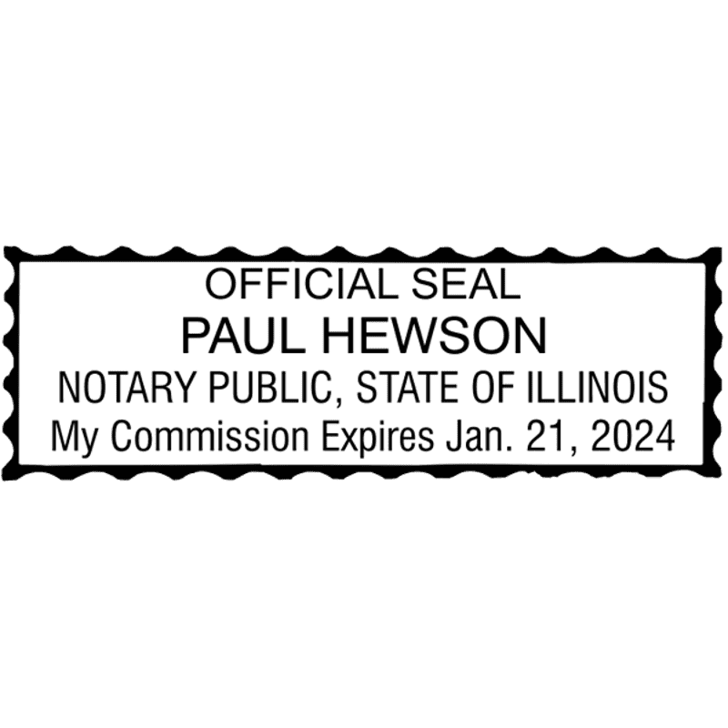 Illinois Notary Pink Stamp - Rectangle Imprint Example