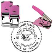 Indiana Round Pink Notary Seal