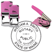 Maine Round Pink Notary Seal