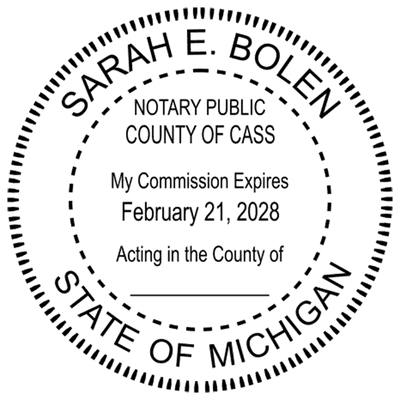Michigan Round Pink Notary Seal - alternate view