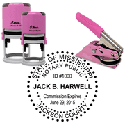 Mississippi Dots Border Round Pink Notary Seal