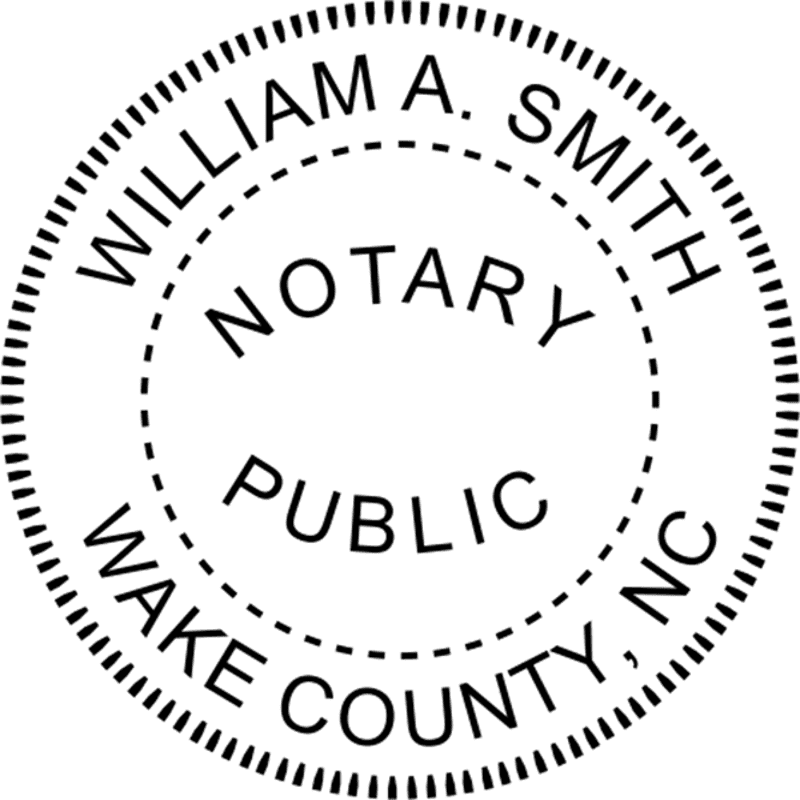 North Carolina Notary Pink - Round Design Imprint Example