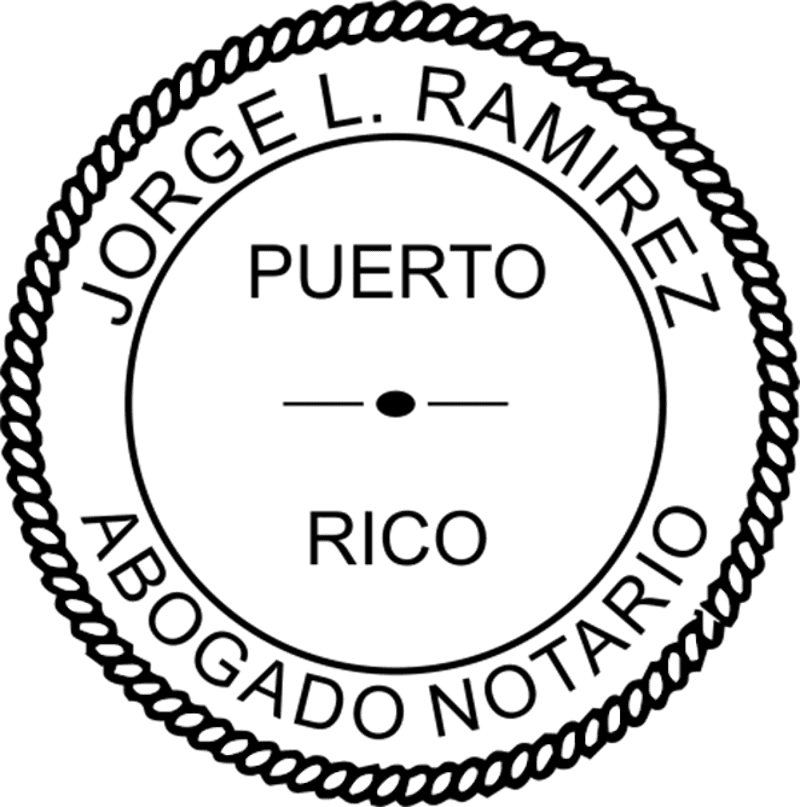 Puerto Rico Notary Pink Stamp - Round Design Imprint Example