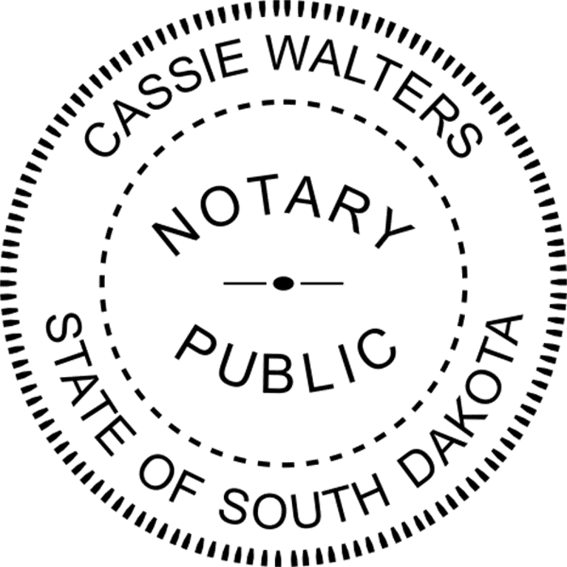 South Dakota Notary Pink Seal - Round Design Imprint Example