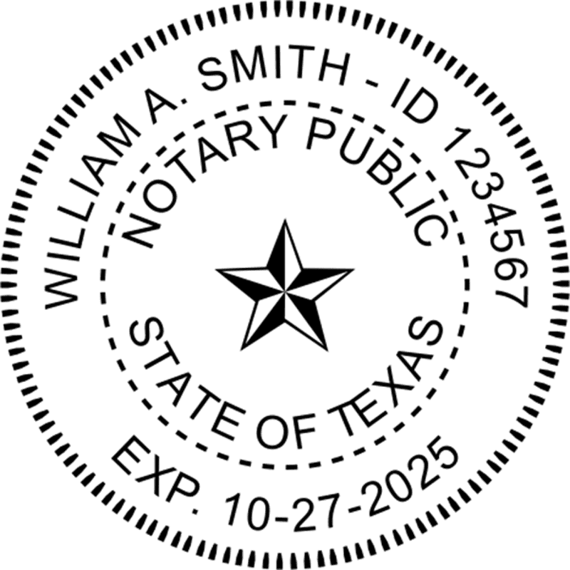 Texas Notary Pink - Round Design Imprint Example