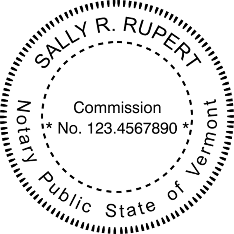 Vermont Notary Pink - Round Design Imprint Example