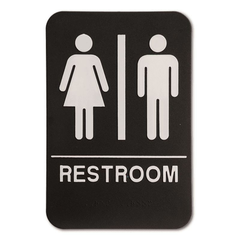 Black Unisex ADA Braille Restroom Sign