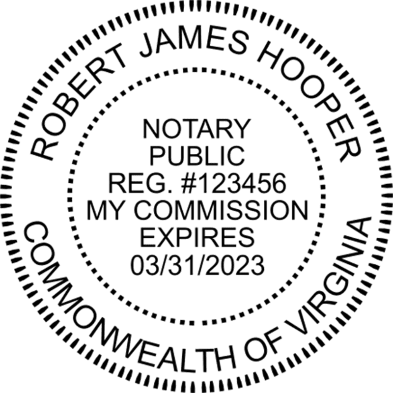 Virginia Notary Pink - Round Design Imprint Example