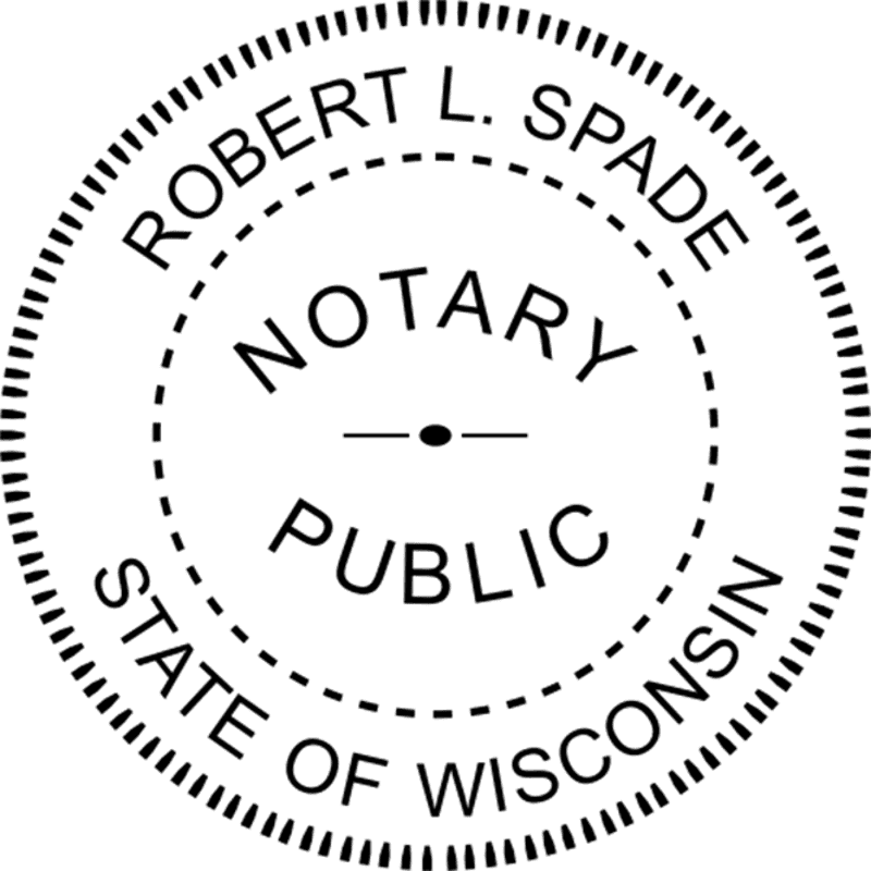 Wisconsin Notary Pink - Round Design Imprint Example