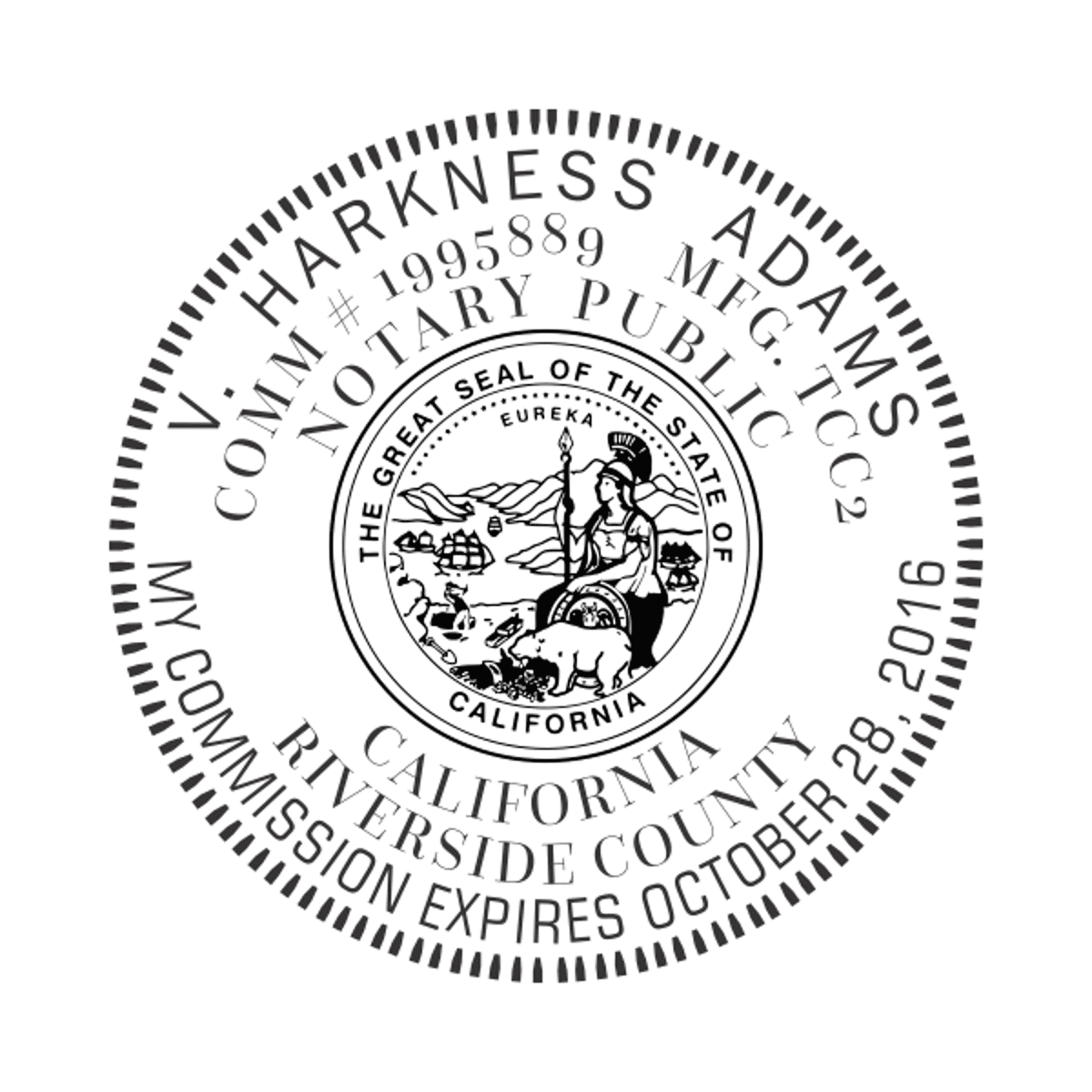 California Notary Round Design Imprint Example