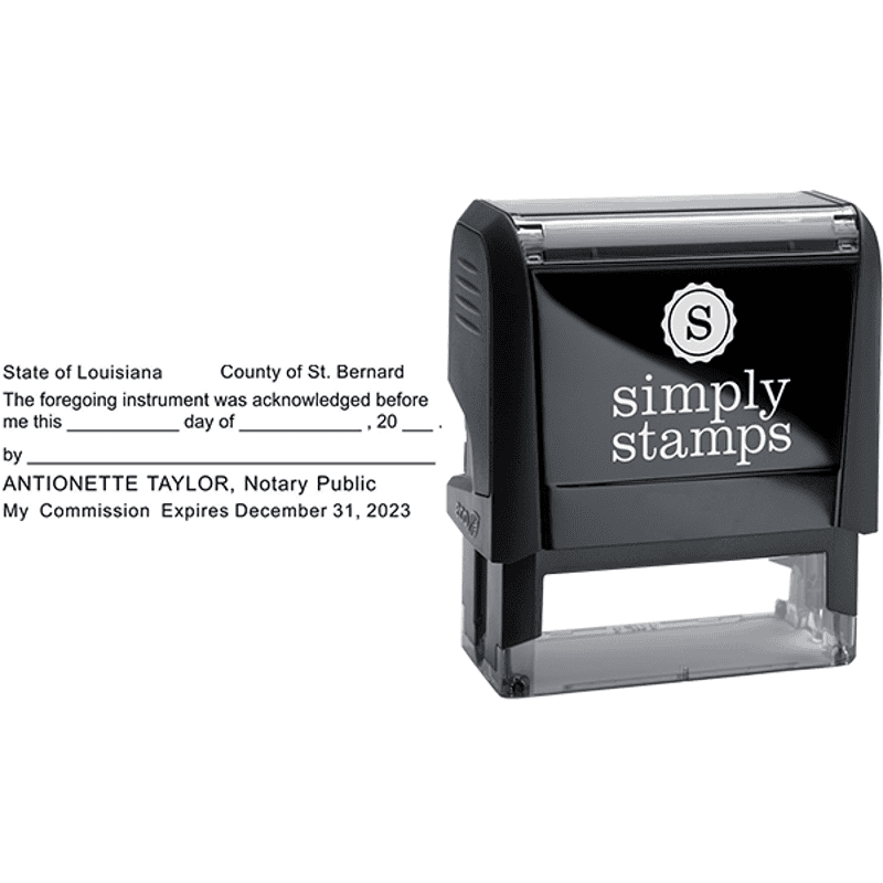 Louisiana Acknowledgment Notary Stamp Body and Design