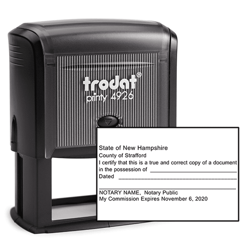 New Hampshire Certified True Copy Notary Stamp