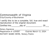 Virginia Certified True Copy Notary Stamp Imprint Example