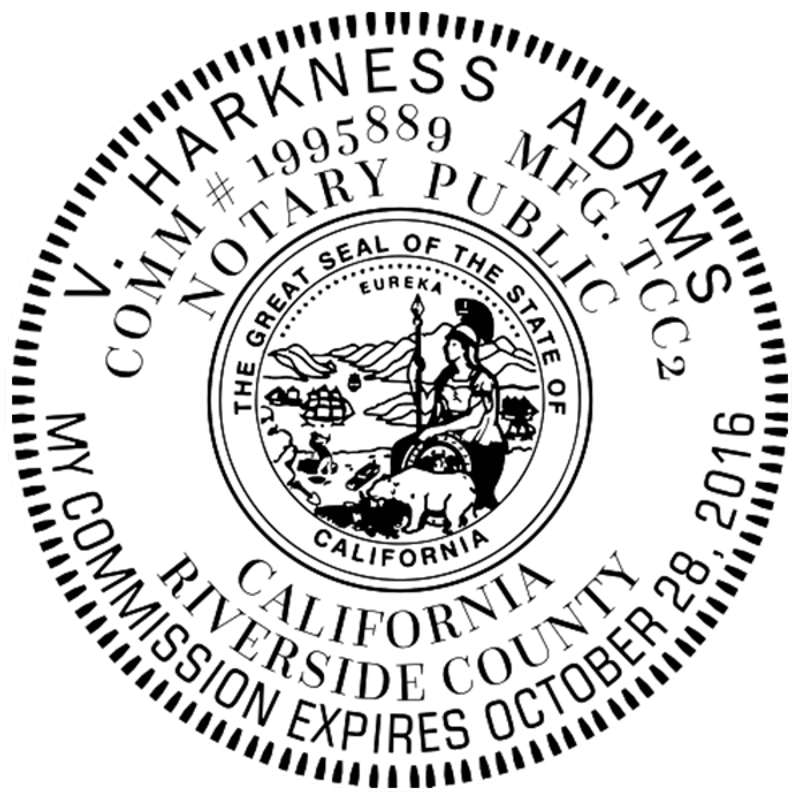 California Notary Pink - Round Design Imprint Example