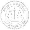 From The Desk of Seal with Scales of Justice embossed impression
