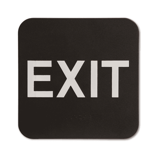 Black Exit 6" x 6" ADA Braille Sign