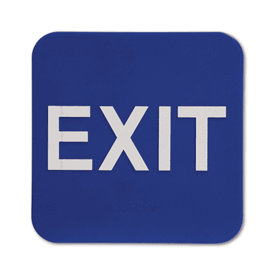 Blue Exit ADA Braille Sign | 6" x 6"