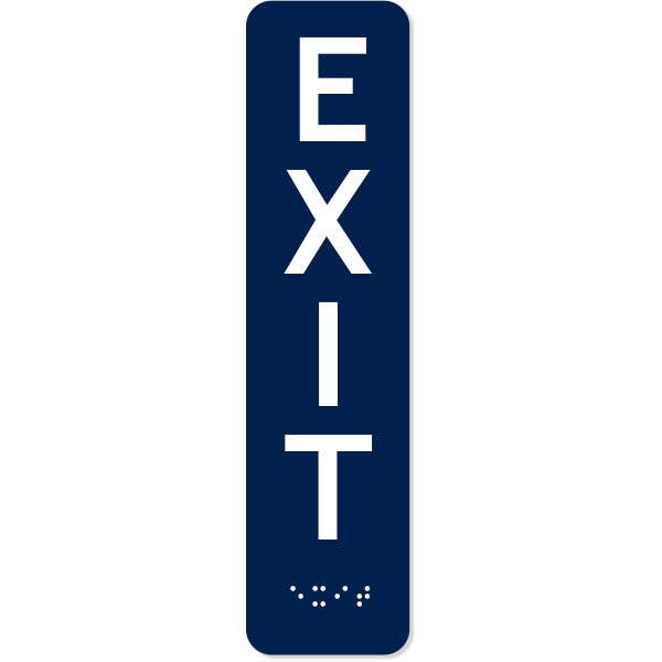 Asl Exit Sign Vertical Exit ADA Sign with Braille | Corp Connect