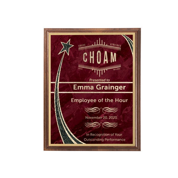 Administrator of the Year Rising Star 8" x 10" Walnut Plaque